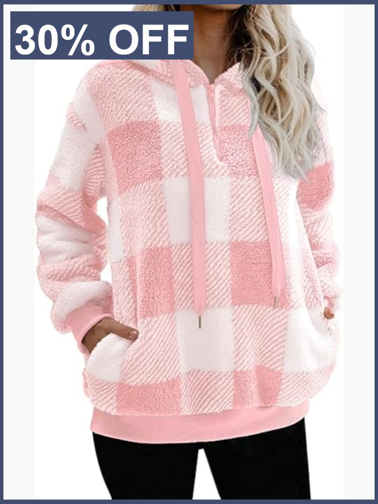 Oversized Sherpa Fleece Hoodie Jacket Cozy Warm Fuzzy Pullover